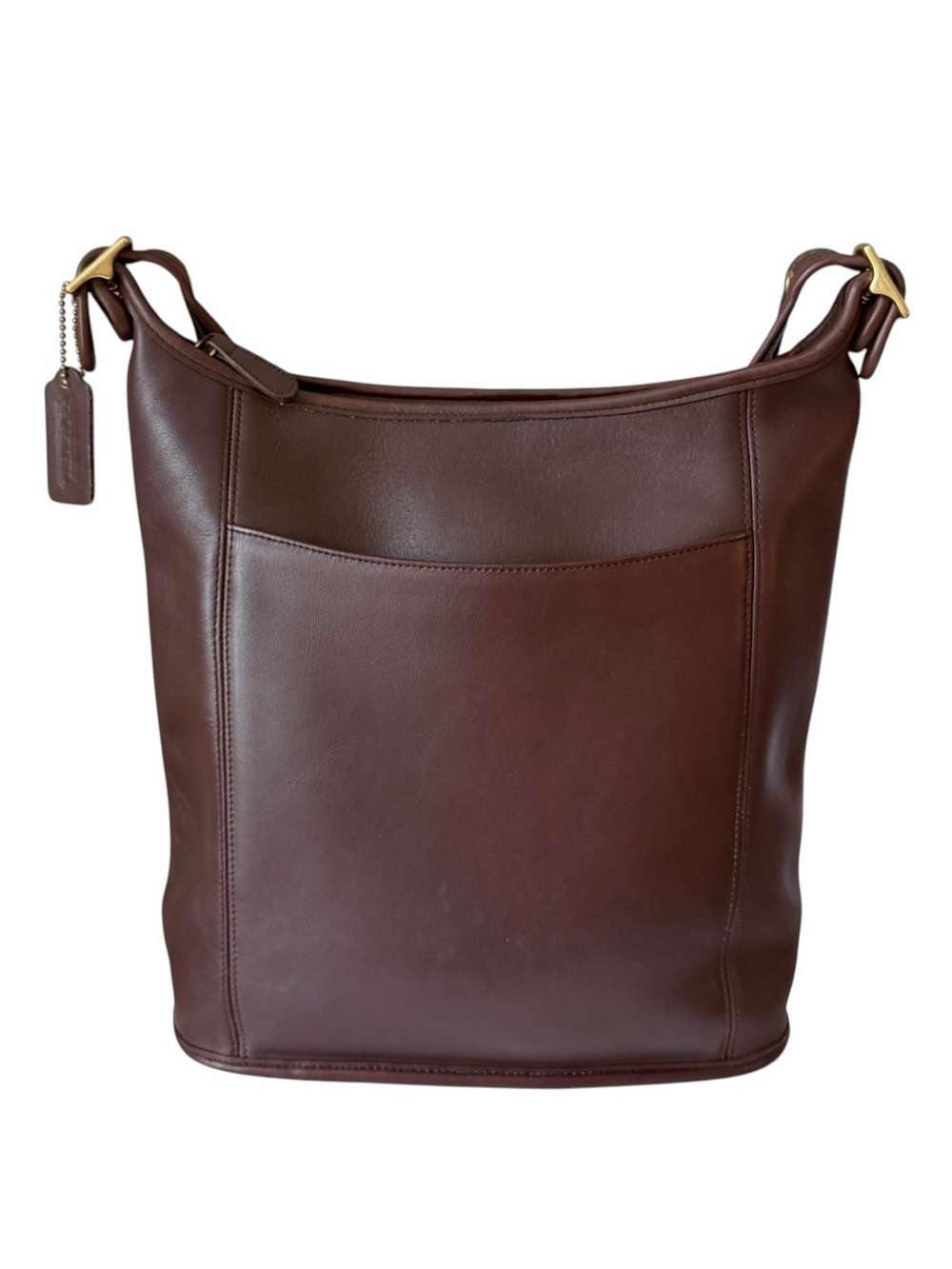 Vintage Coach 9060 Slim Duffle Sac Mahogany Leather Shoulder Bag